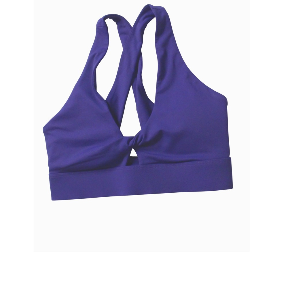 Fabletics Purple Twist Front Cross Back Sports Bra Size Small